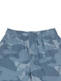 Camouflage Print Elastic Waist Cotton Shorts - Blue
