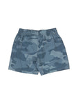 Camouflage Print Elastic Waist Cotton Shorts - Blue