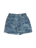 Camouflage Print Elastic Waist Cotton Shorts - Blue