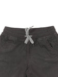 Elastic Waist Mild Distressed Denim Shorts - Black