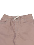 Elastic Waist Mild Distressed Denim Shorts - Brown