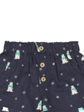 Premium Cotton Elastic Waist Printed Shorts - Navy Blue