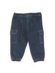 Relaxed Fit Cargo Jeans With Suspenders - Blue