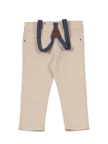 Relaxed Fit Cargo Jeans With Suspenders - Beige