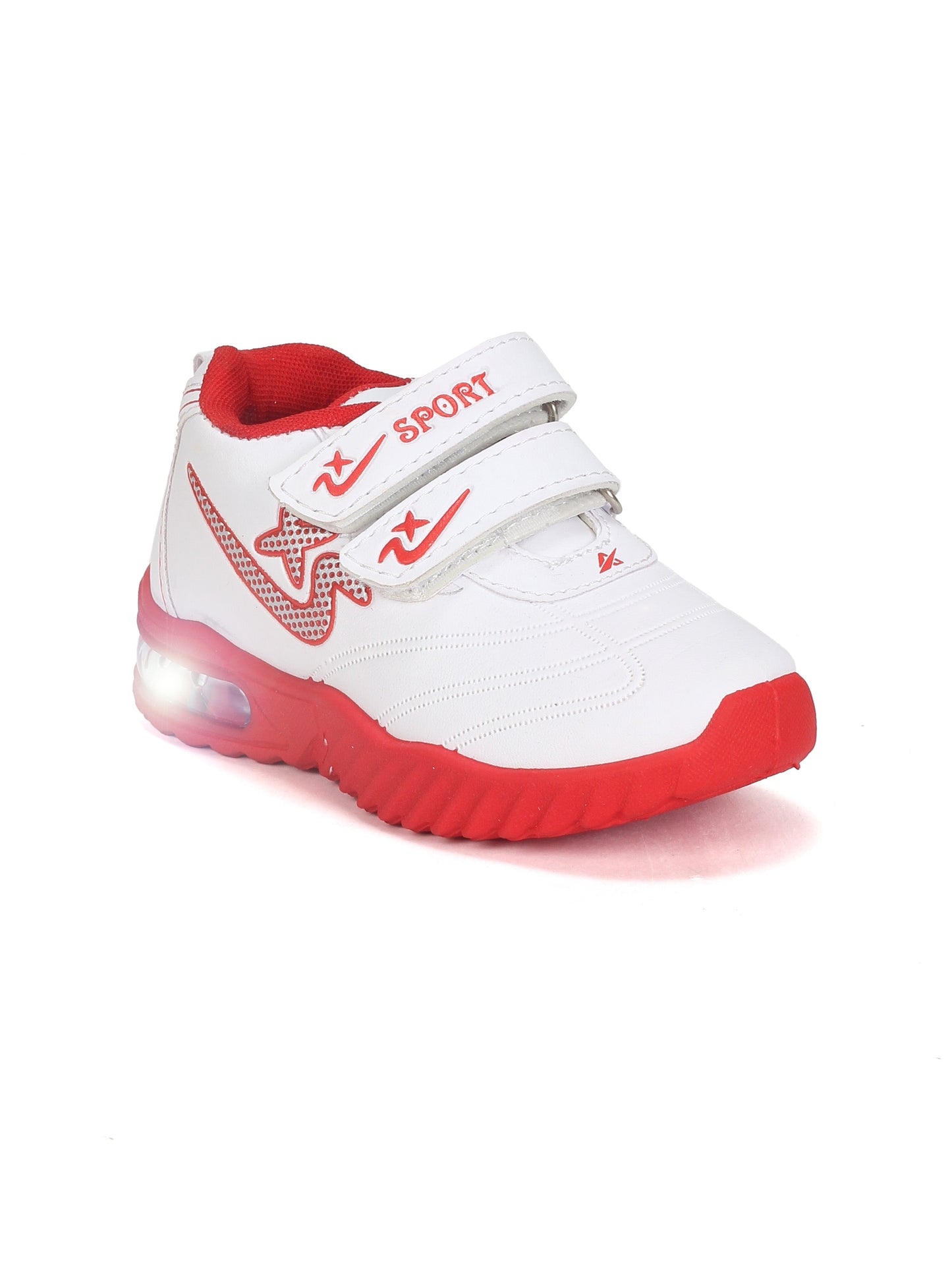 Double Velcro Casual Shoes With Light- White