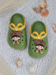 Cartoon Applique Anti-Slip Clogs - Green