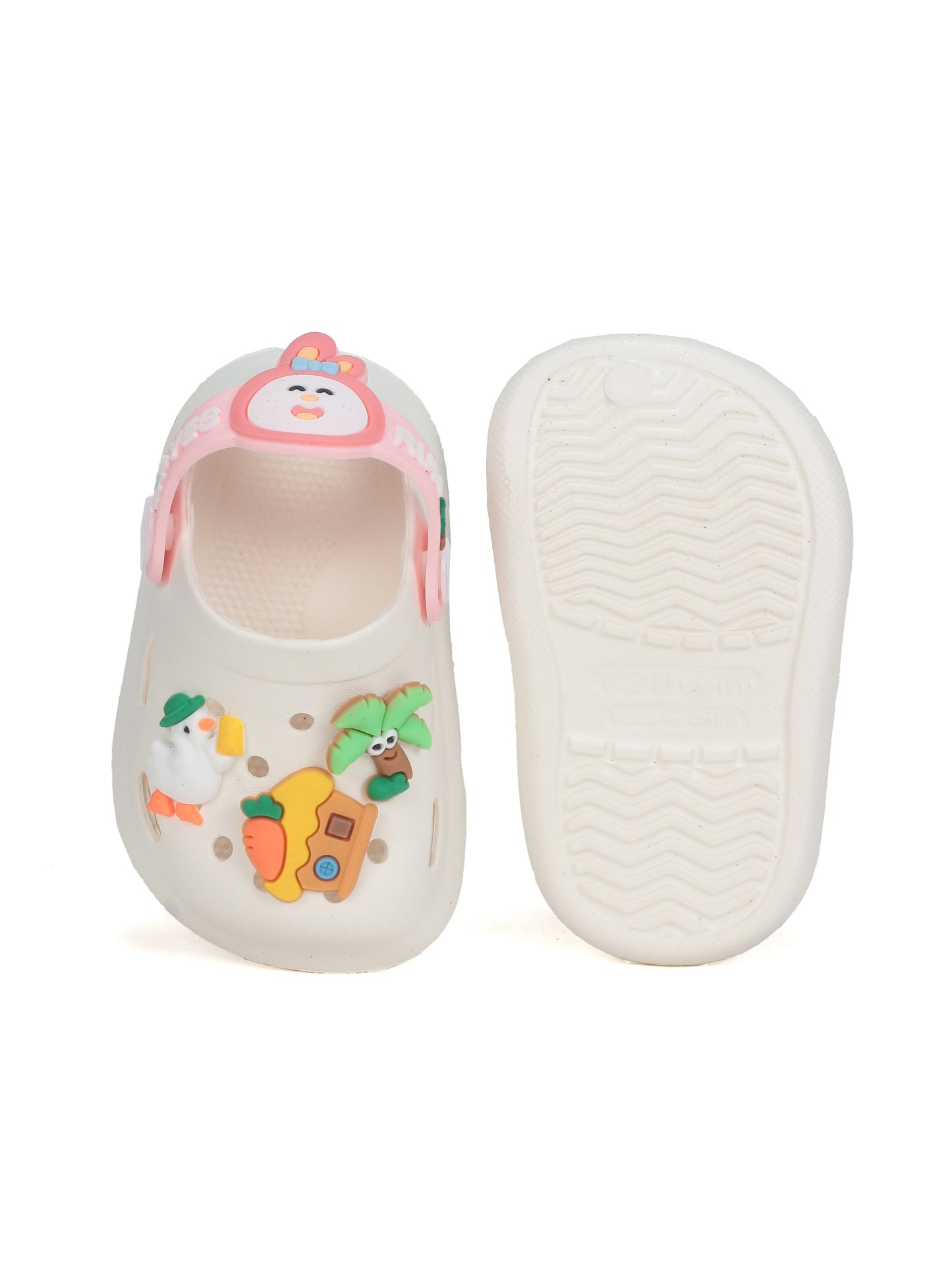Cartoon Applique Anti-Slip Clogs - Cream