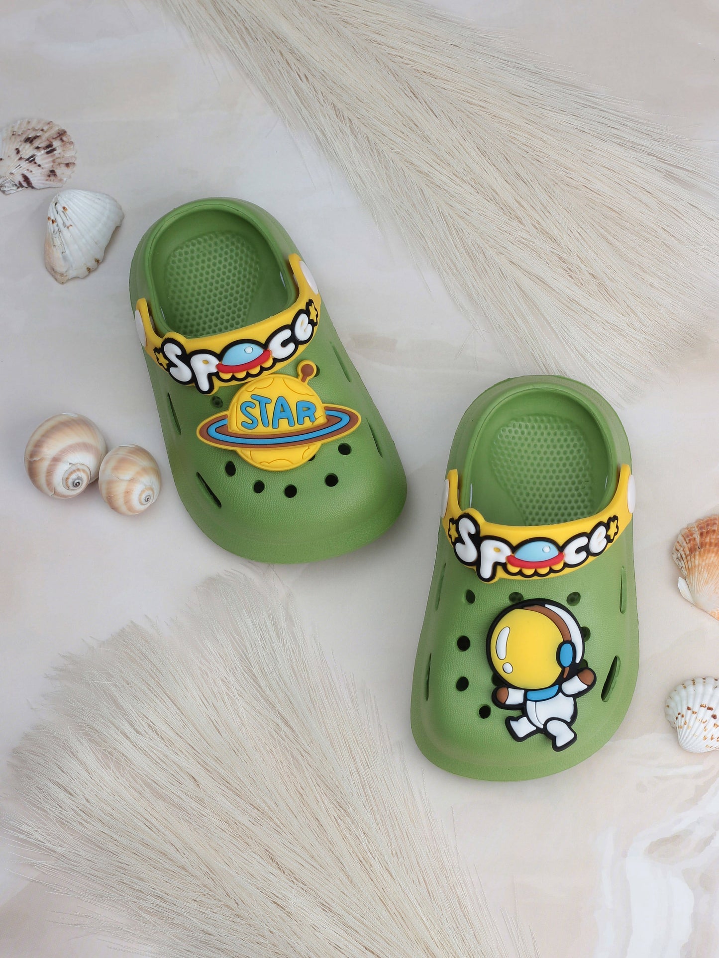 Space Astronaut Applique Anti-Slip Clogs - Green