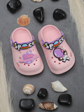 Space Astronaut Applique Anti-Slip Clogs - Pink