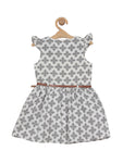 Printed Cotton Frock - White