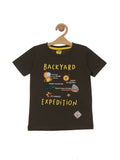 Backyard Printed Tshirt - Navy Blue