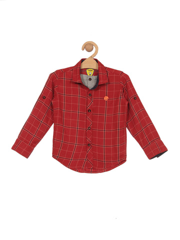 Premium Cotton Check Full Shirt - Red