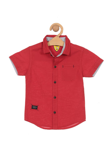 Premium Cotton Solid Half Shirt - Red