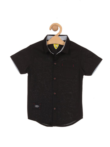 Premium Cotton Solid Half Shirt - Black