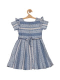 Printed Cotton Frock - Blue