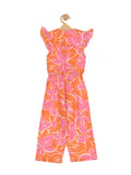 Floral Print Jumpsuit - Orange