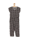 Geometrical Print Jumpsuit - Black