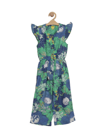 Floral Print Jumpsuit - Blue