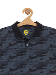 Printed Collar Tshirt - Navy Blue