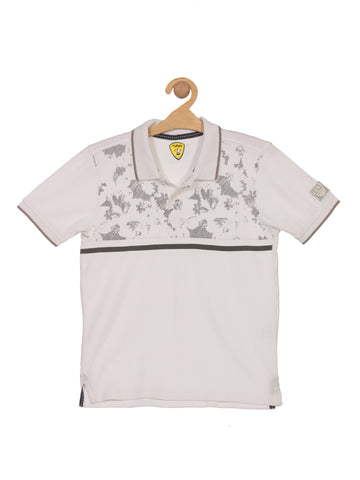 Printed Collar Tshirt - White