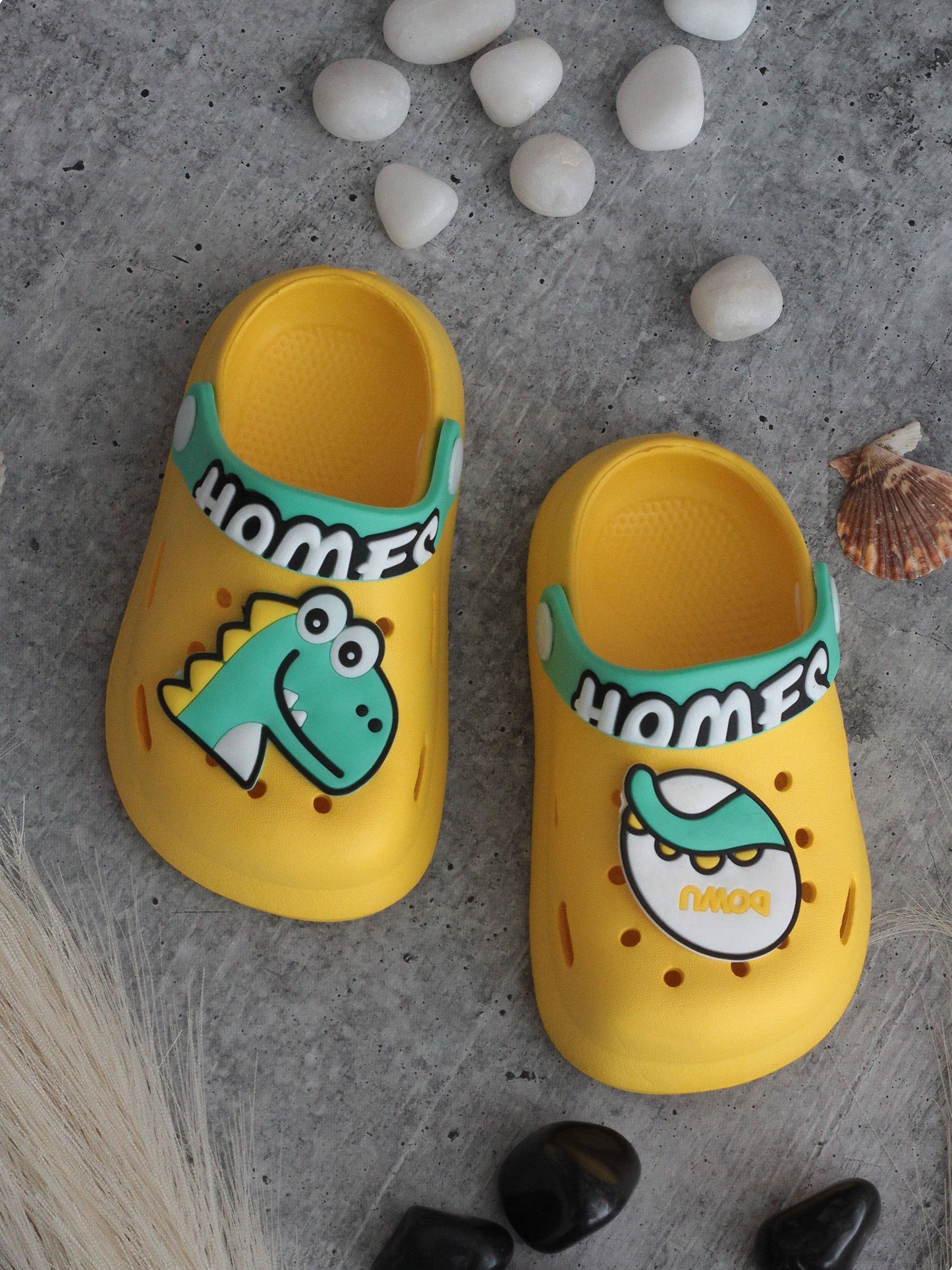 Dinosaur Applique Anti-Slip Clogs - Yellow