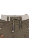 Elastic Waist Mild Distressed Cargo Shorts -   Green