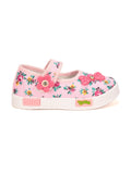 Printed Mary Jane's Belle with Applique Detail - Pink