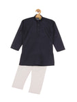 Solid Kurta Pajama Set - Navy Blue