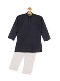 Solid Kurta Pajama Set - Navy Blue