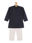 Solid Kurta Pajama Set - Navy Blue