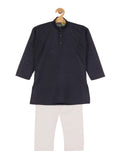 Solid Kurta Pajama Set - Navy Blue