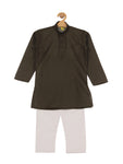 Solid Kurta Pajama Set - Bottle Green