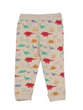 Dinosaur Printed Track Bottom - Cream