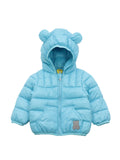 Front Open Polyfill Hooded Jacket - Blue