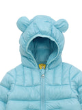 Front Open Polyfill Hooded Jacket - Blue