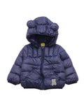 Front Open Polyfill Hooded Jacket - Navy Blue