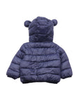 Front Open Polyfill Hooded Jacket - Navy Blue