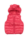 Sleeveless Front Open Polyfill Hooded Jacket - Red