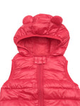 Sleeveless Front Open Polyfill Hooded Jacket - Red