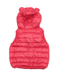 Sleeveless Front Open Polyfill Hooded Jacket - Red