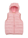 Sleeveless Front Open Polyfill Hooded Jacket - Pink