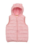 Sleeveless Front Open Polyfill Hooded Jacket - Pink