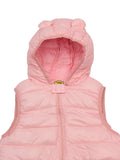 Sleeveless Front Open Polyfill Hooded Jacket - Pink