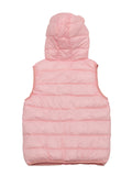 Sleeveless Front Open Polyfill Hooded Jacket - Pink