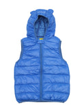Sleeveless Front Open Polyfill Hooded Jacket - Blue