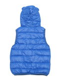 Sleeveless Front Open Polyfill Hooded Jacket - Blue