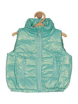 Sleeveless Front Open Polyfill Jacket - Green