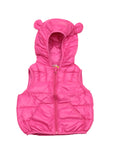 Sleeveless Front Open Polyfill Hooded Jacket - Deep Pink