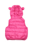 Sleeveless Front Open Polyfill Hooded Jacket - Deep Pink