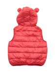 Sleeveless Front Open Polyfill Hooded Jacket - Red